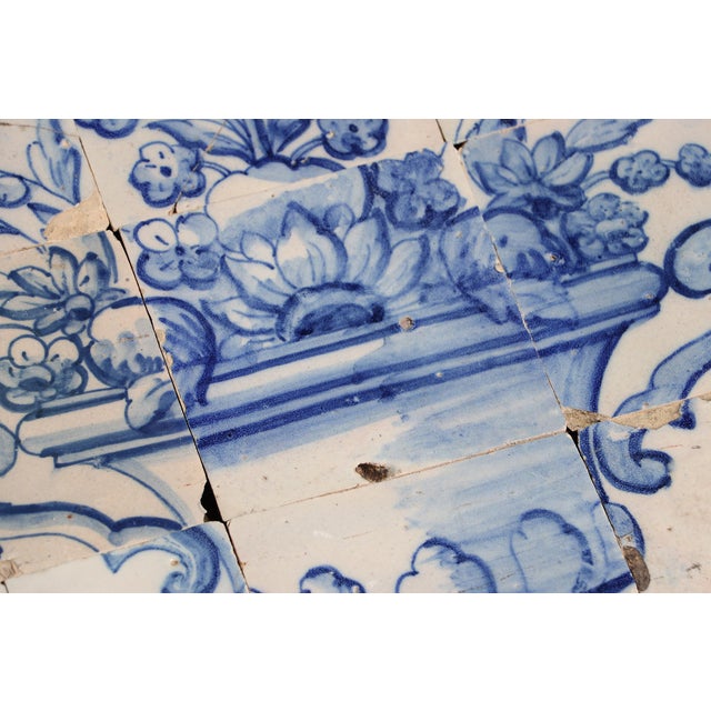 Tile Mural Panel Depicting a Baroque Jardinière With Flowers, Portuguese, 18th Century For Sale - Image 6 of 12