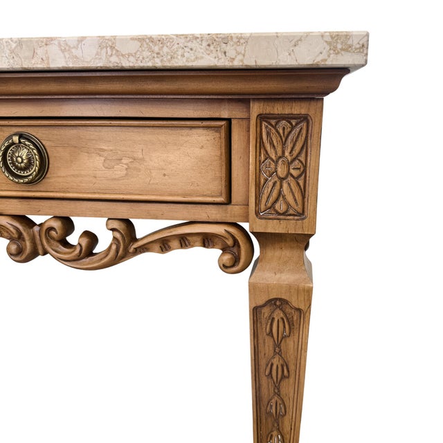 Late 20th Century Century Furniture Neoclassical Marble Top Console Table Made in Italy For Sale - Image 10 of 15