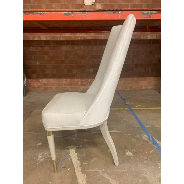 Caracole, Guest of Honor, Dining Chair, CLA-019-281-11 Fully Upholstered Chair with Pearl Legs Metal color with Chevron...