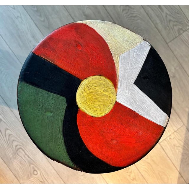 Futurist Stool in Tempera on Wood by Vittorio Osvaldo Tommasini for Farfa, 1920s For Sale - Image 4 of 11