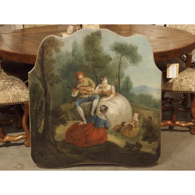 18th Century French Genre Scene Overdoor Painting, Circa 1770 For Sale - Image 13 of 13