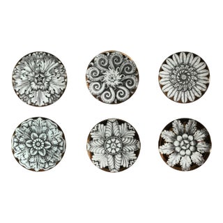 Rosoni Pattern Piero Fornasetti Porcelain Plates, a Numbered Set of Six For Sale