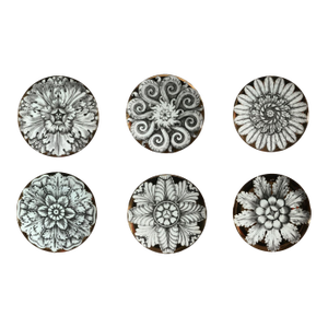 Rosoni Pattern Piero Fornasetti Porcelain Plates, a Numbered Set of Six