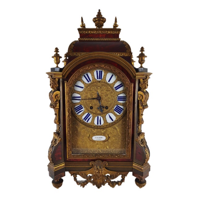 Antique Pendulum Clock in Bronze and Wood from Lagarde, Paris, 1860s For Sale