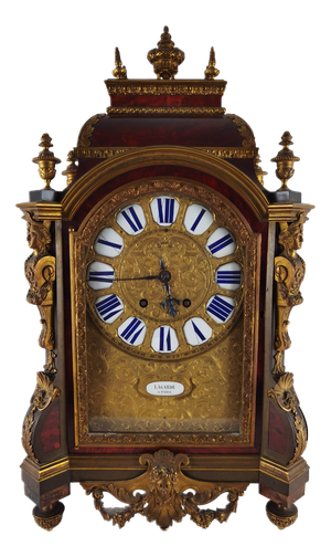 Antique Pendulum Clock in Bronze and Wood from Lagarde, Paris, 1860s