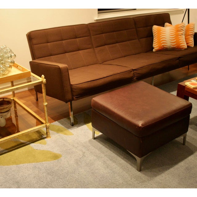 Faux Leather Ottomans with Modernist Brushed Steel Legs A Pair Chairish