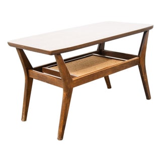 Mid Century Modern Coffee Table Slat Beech Sculptural Danish Shelf Vintage MCM For Sale