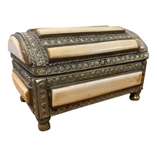 Mid 20th Century Rectangular Moroccan Silver Filigree and Bone Box For Sale