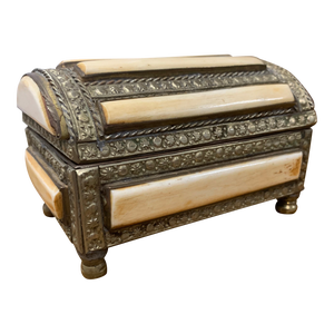 Mid 20th Century Rectangular Moroccan Silver Filigree and Bone Box