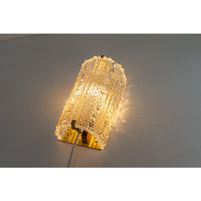 Mid-Century Danish Glass and Brass Sconce by Carl Fagerlund for Orrefors, 1960s For Sale - Image 9 of 15