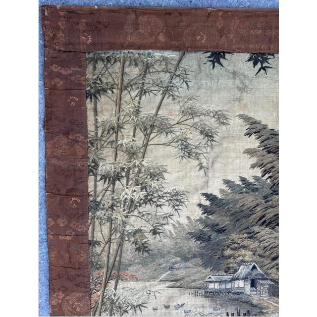 Antique Japanese Silk & Cotton Tapestry 18th Century Wall Hanging For Sale - Image 4 of 12