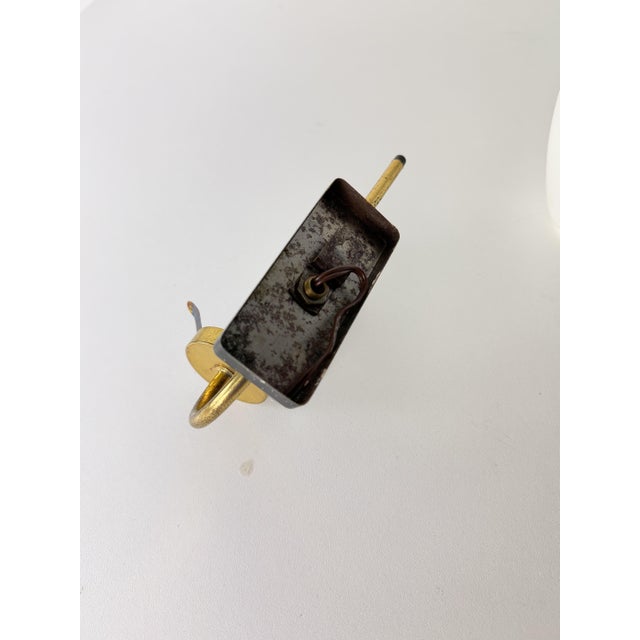 Vintage Opal Glass and Brass Wall Lamps, 1950s, Set of 2 For Sale - Image 11 of 12