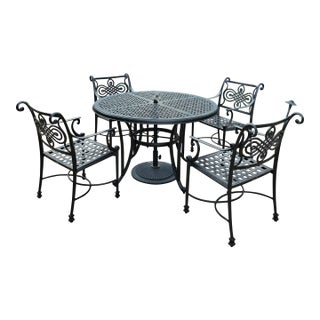 Outdoor Dining Table & Chairs W/ Cushions For Sale