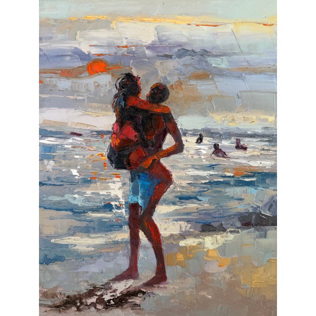 Stolen Moment, Oil Painting With Palette Knife, by Godfrey Afebuame (2026) Oil on Canvas For Sale