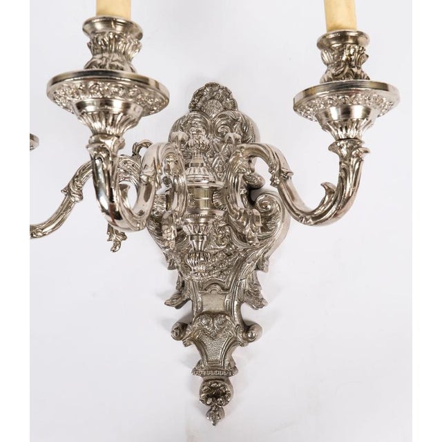 Copper Antique French Silver Plated Wall Lights, 1890s, Set of 2 For Sale - Image 8 of 11