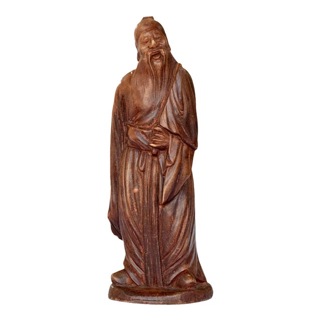 Chinese Sage Wooden Figure For Sale