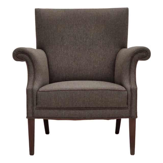 Danish Armchair in Green Velour and Ash, 1960s For Sale