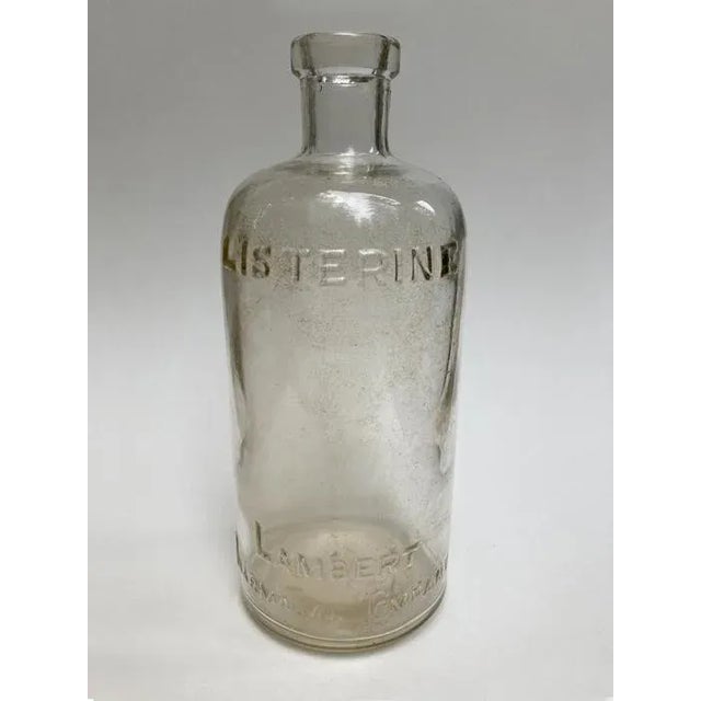 1910s Antique Clear Cork Top Listerine Bottle For Sale - Image 5 of 5