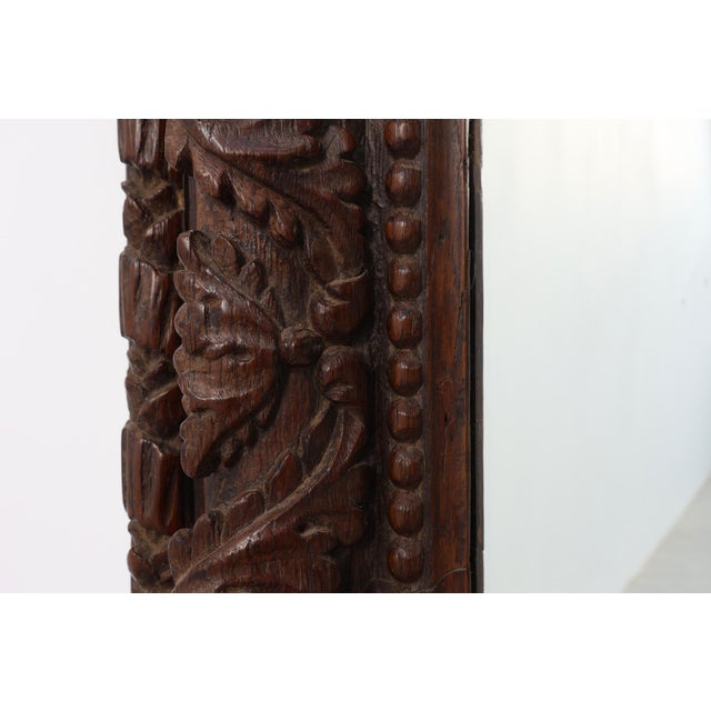 Brown Large Antique French Carved Oak Mirror, 19th Century For Sale - Image 8 of 12