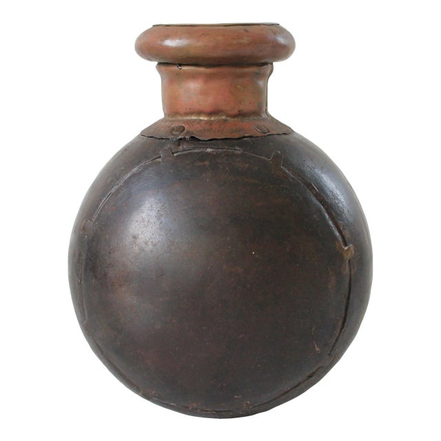 Hand Crafted Vintage Iron Oil or Water Storage Vessel For Sale