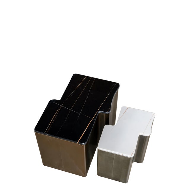2020s Ludie Irregular Shape Side Table with Black Marble Top For Sale - Image 5 of 5