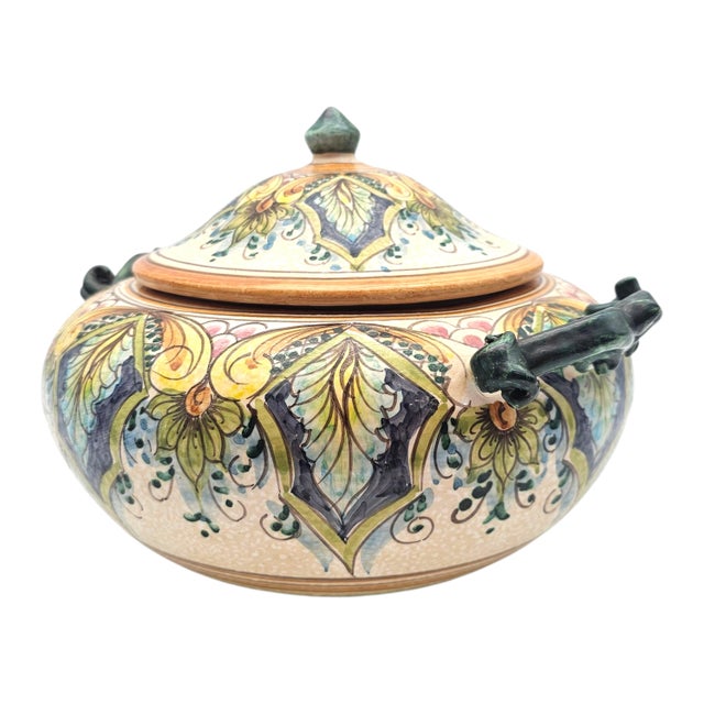 Late 20th Century Late 20th Century Erice Ceramica Ericina Sicilian Hand Painted Majolica Lidded Tureen 10.5" For Sale - Image 5 of 18