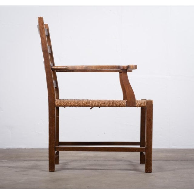 Wood Danish Stained Oak Armchair with Cane and Spindle Back, 1940s For Sale - Image 7 of 10