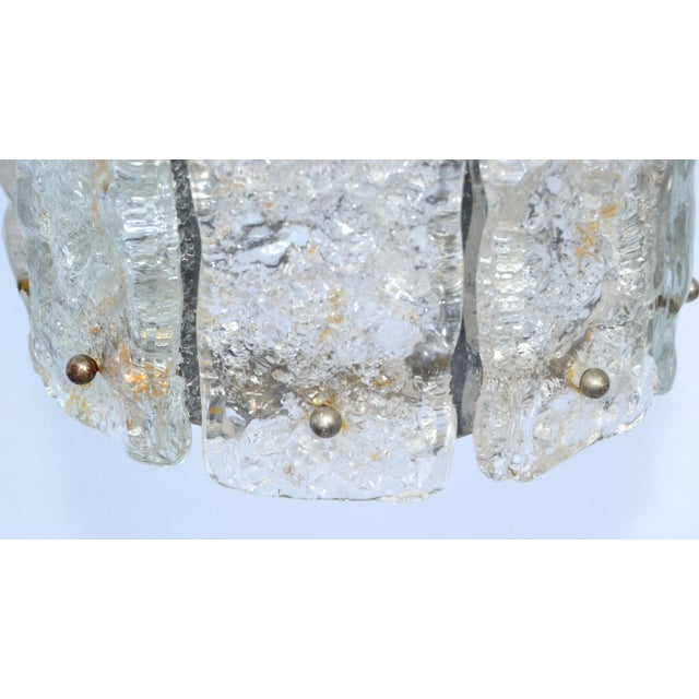 Kalmar Ice Chandelier Chrome & Crystal Glass Panels Mid-Century Modern Austria For Sale - Image 11 of 13