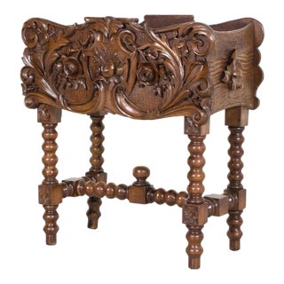 19th Century French Hand Carved Walnut Black Forest Jardiniére or Planter For Sale