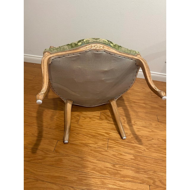 Pairs of French Louis XV Bergere Armchairs/Floral Uphoslstery For Sale In Los Angeles - Image 6 of 11