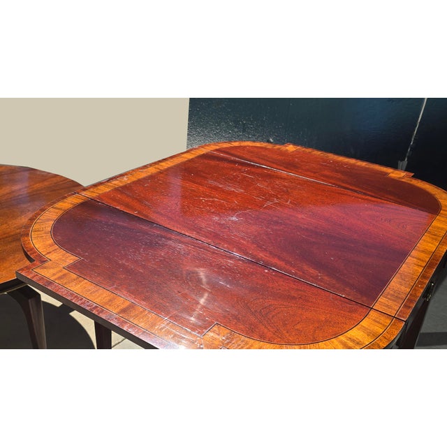 Brown Vintage Baker Furniture Pembroke Drop Leaf Side Table Inlay Design One Drawer #2 For Sale - Image 8 of 17