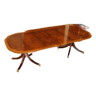 1990s Baker Historic Charleston Flame Mahogany Two Leaf Dining Table For Sale