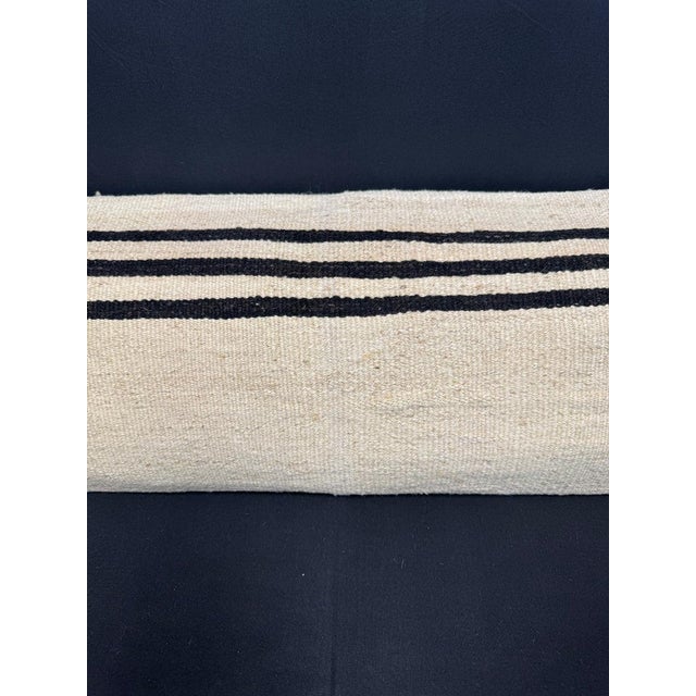 Contemporary Turkish Hemp Pillow Cushion Natural Beige Black Cushion Cover 14"x45" For Sale - Image 3 of 4