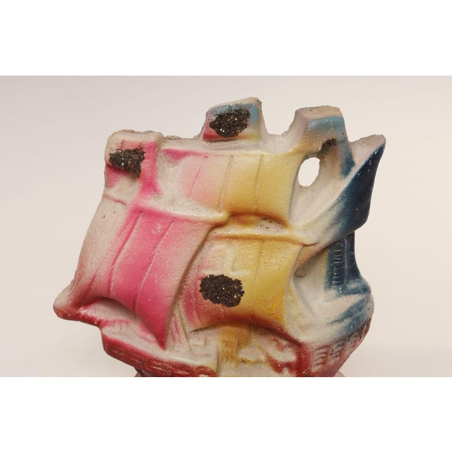 Vintage Painted Chalkware Carnival Chalk Clipper Ship Sculpture / Figurine For Sale In New York - Image 6 of 11