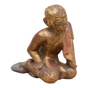 Small Carved & Painted Monk Figure