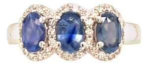 Natural Sapphire Diamond Ring 7 14k W Gold 1.67 TCW Certified