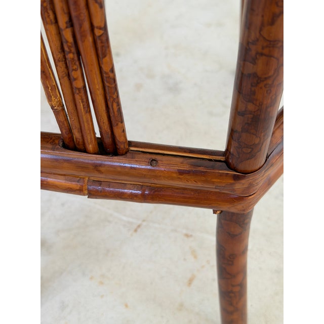Wood Vintage Coastal Bamboo Hexagonal Pedestal Plant Stand/Side Table For Sale - Image 7 of 12