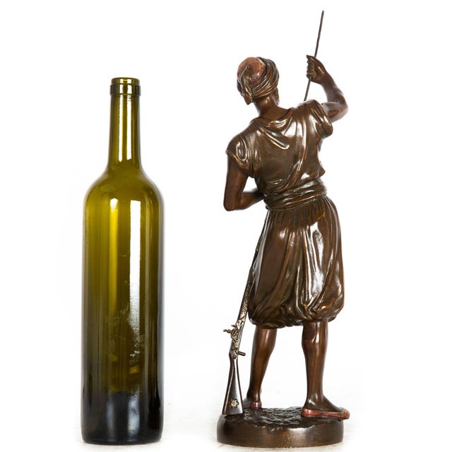 Rare French Orientalist Bronze Sculpture Arab Warrior After Jean Didier Debut For Sale - Image 4 of 12