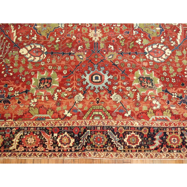 Early 20th Century Zabihi Collection Rare Jewel Toned Persian Heriz Serapi Rug - 8'8" x 10'9" For Sale In New York - Image 6 of 10