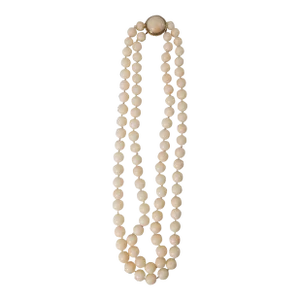 Early 20th Century Double Strand Necklace With Angel Skin Coral and 14k Gold Clasp