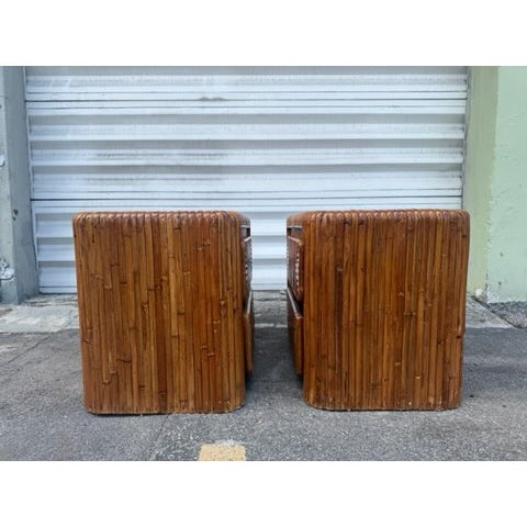 Pair of 70's Watterfall Rattan Nightstands Manner of Gabriella Crespi - A Pair For Sale - Image 9 of 9
