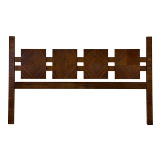 Lane Staccato Brutalist Style King Size Headboard - Vintage Mid Century Bed For Sale
