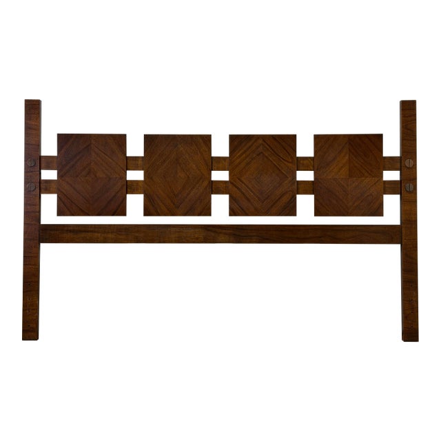 Lane Staccato Brutalist Style King Size Headboard - Vintage Mid Century Bed For Sale