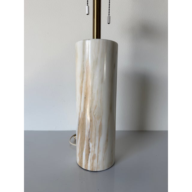 Stone 1960s Mid-Century Modern Nessen Calacatta Italian Marble Cylindrical Table Lamp For Sale - Image 7 of 12