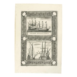 Vincenzo Coronelli, Dutch Inland Sailing Boats, 1690, Copper Engraving on Paper For Sale
