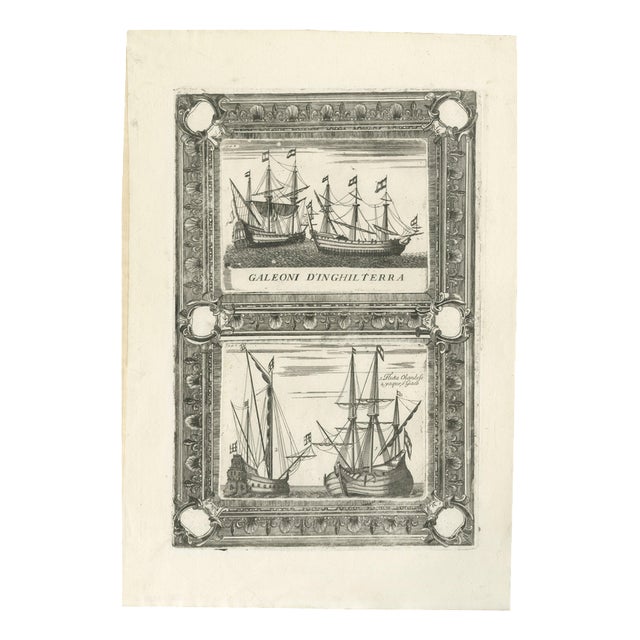 Vincenzo Coronelli, Dutch Inland Sailing Boats, 1690, Copper Engraving on Paper For Sale
