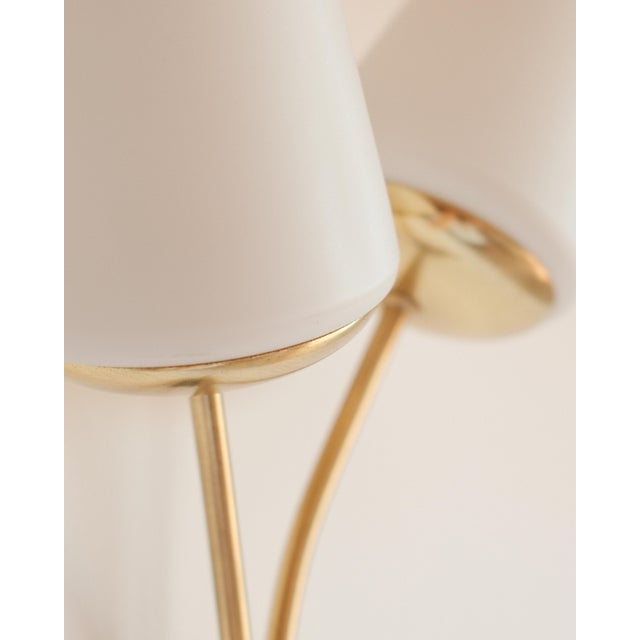 Arlus Vintage French Brass Sconces with Opaline Shades, 1960s, Set of 2 For Sale - Image 4 of 8