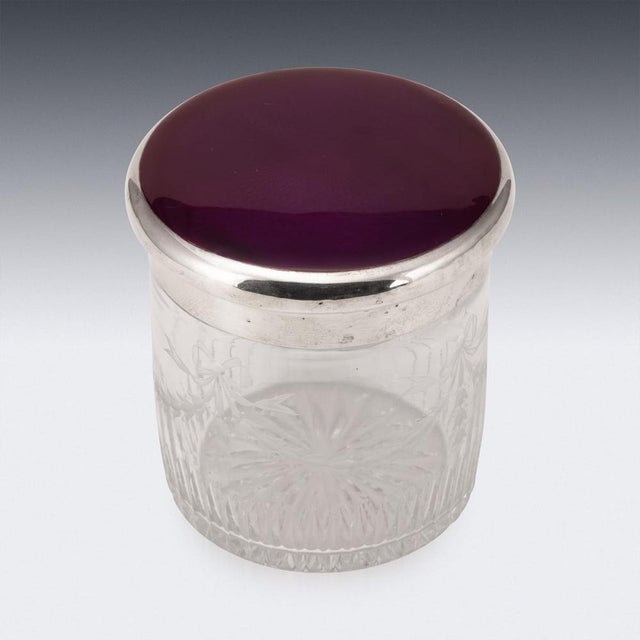Antique English Silver and Etched Crystal Jar from G&S Co., London, 1919 For Sale - Image 6 of 13