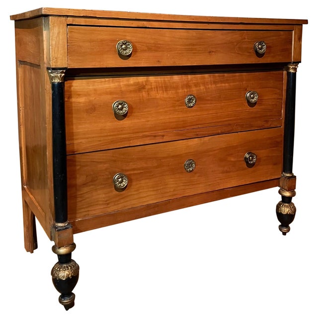 Italian Empire Cherrywood Chest of Drawers with Ebonized Columns For Sale - Image 13 of 13