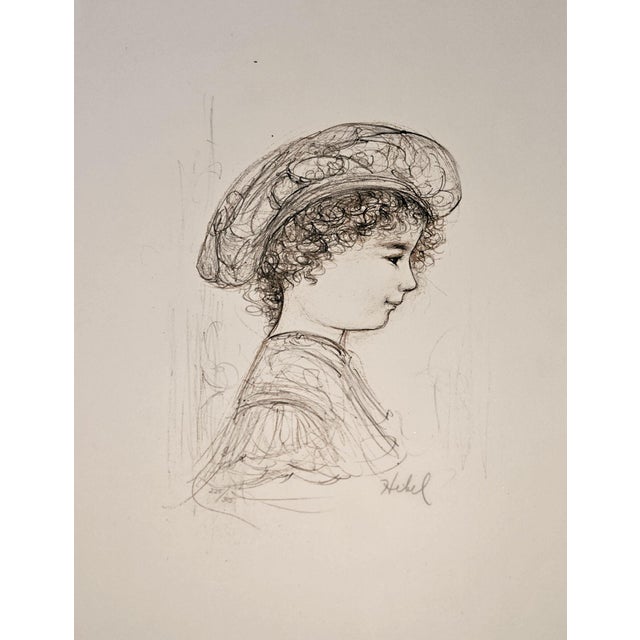 Printmaking Materials Edna Hibel "Ove" & "Elisabet"- Signed Lithographs-Two (2) Child Portraits - 10 1/4 X 16- Child Portraits Unframed For Sale - Image 7 of 9